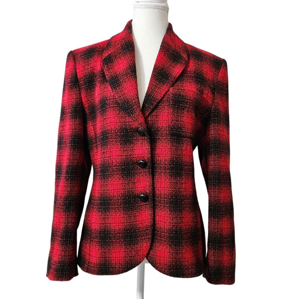 Vintage Wool Blend Blazer Size 8 Made In USA Victoria Creager Preppy Tailored